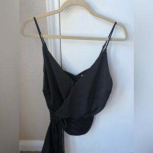 Astr Black Wrap Tank Top